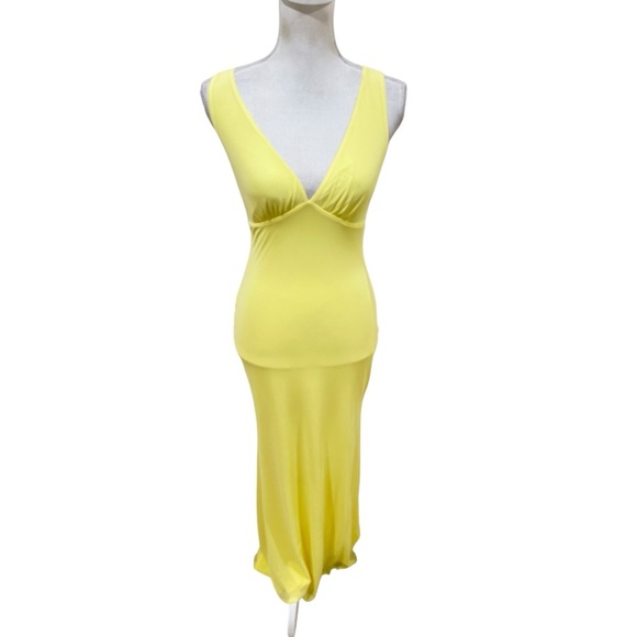 NWT Beginning Boutique sunflower pale Yellow Maxi mesh Dress backless size 4 - Picture 9 of 15